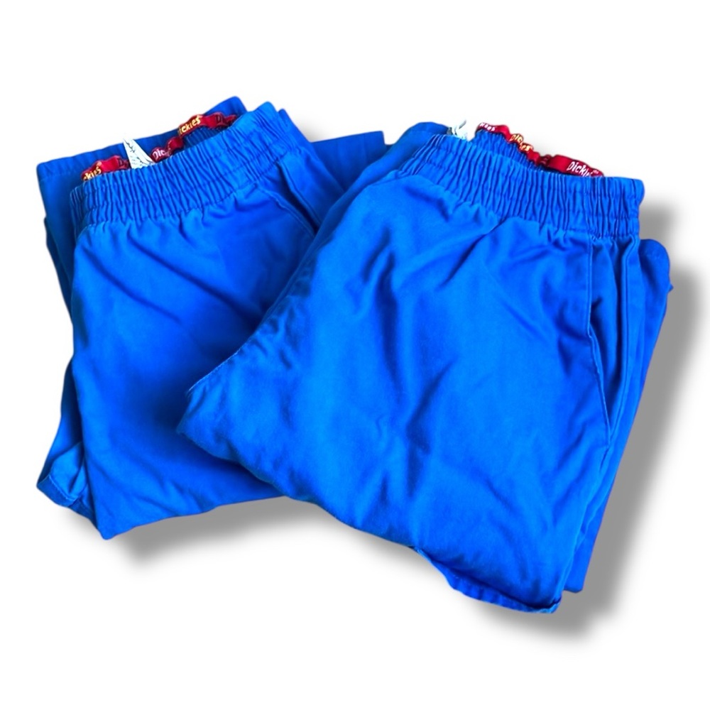 Lot of 2 Dickie's Women’s EDS Blue Elastic Waist Cargo Scrub Pants, Size XS